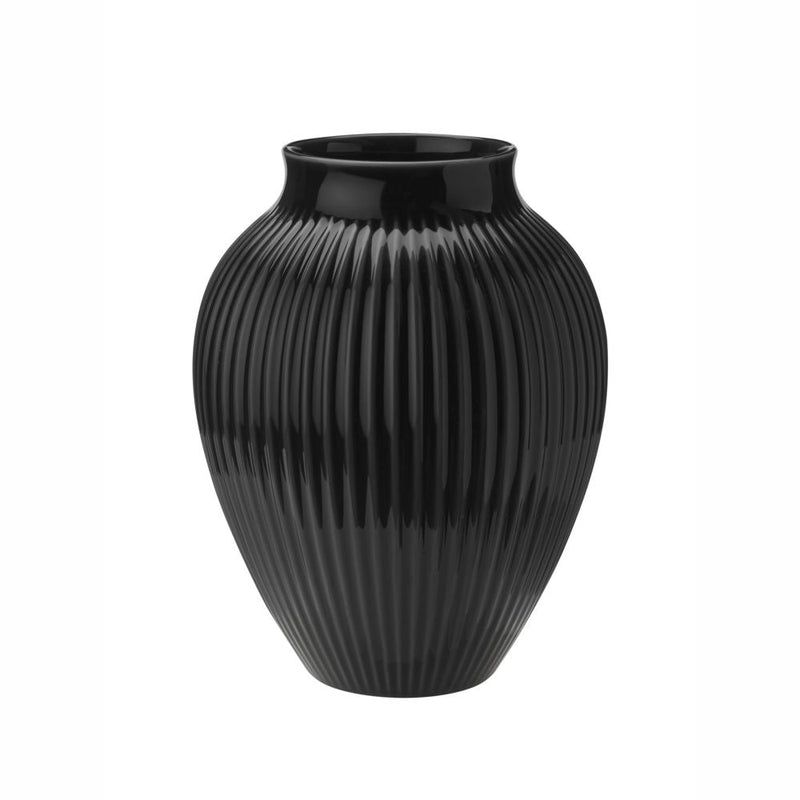 Knabstrup Vase, Riller, Sort, 27cm
