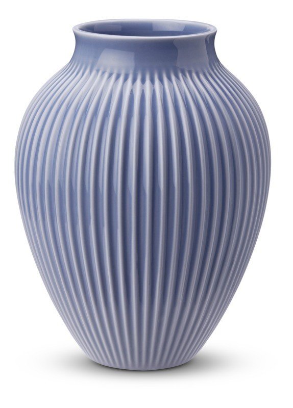 Knabstrup vase riller,  20 cm lavendelblå