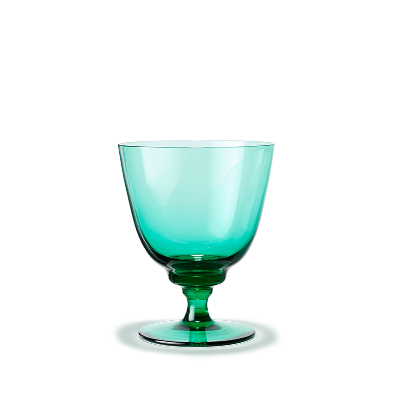 Holmegaard Flow glas på fod emerald green 35 cl