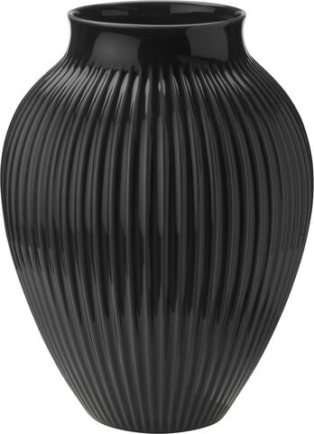 Knabstrup Vase, Riller, Sort, 35cm