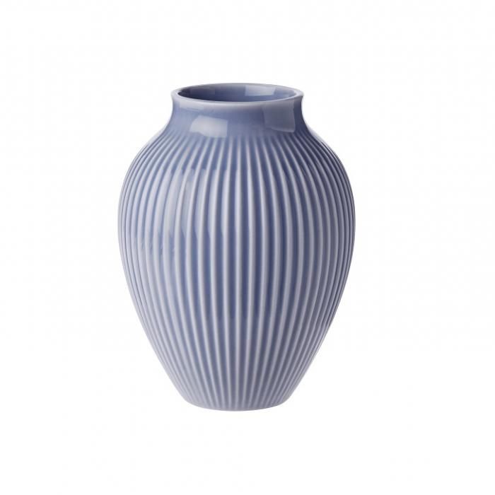 Knabstrup Keramik Vase m. riller 12.5cm, lavendelblå