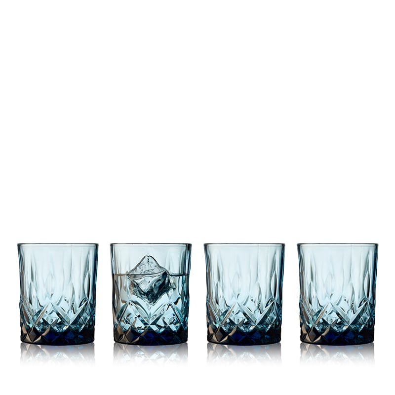 Lyngby Glas Sorrento whiskyglas blå 32 cl 4 stk.